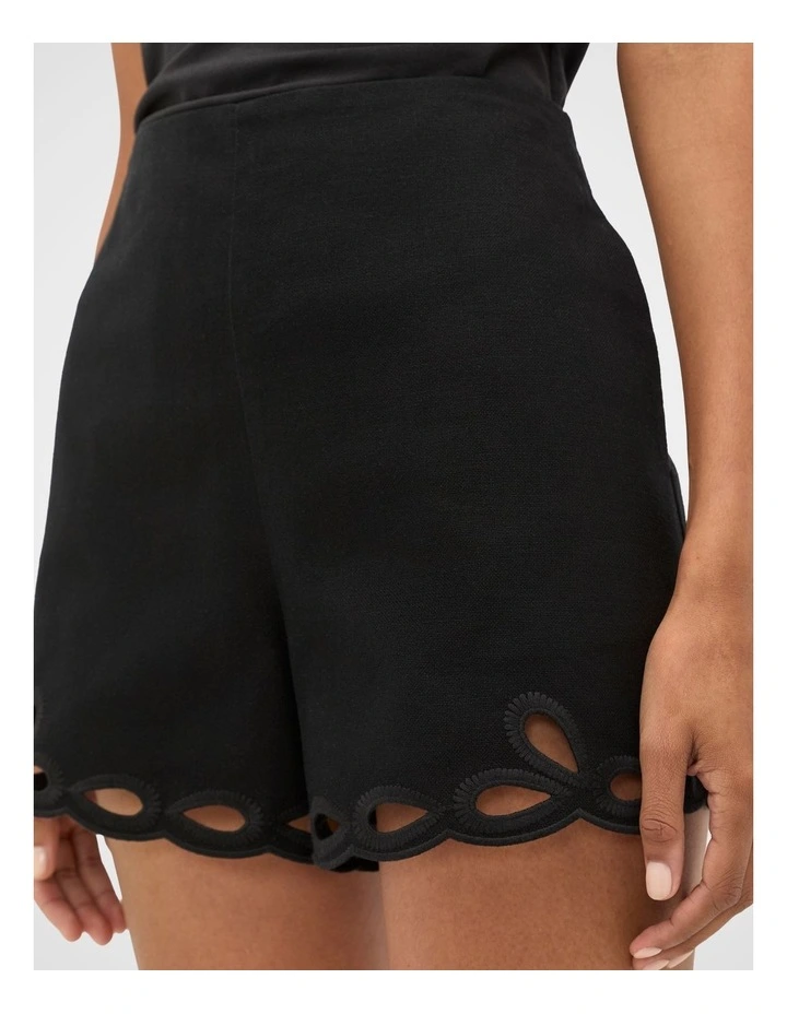 Motif Embroidered Short in Black image 4