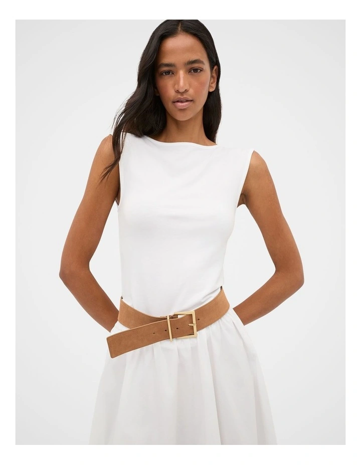 Boat Neck 90s Top in Whisper White image 1