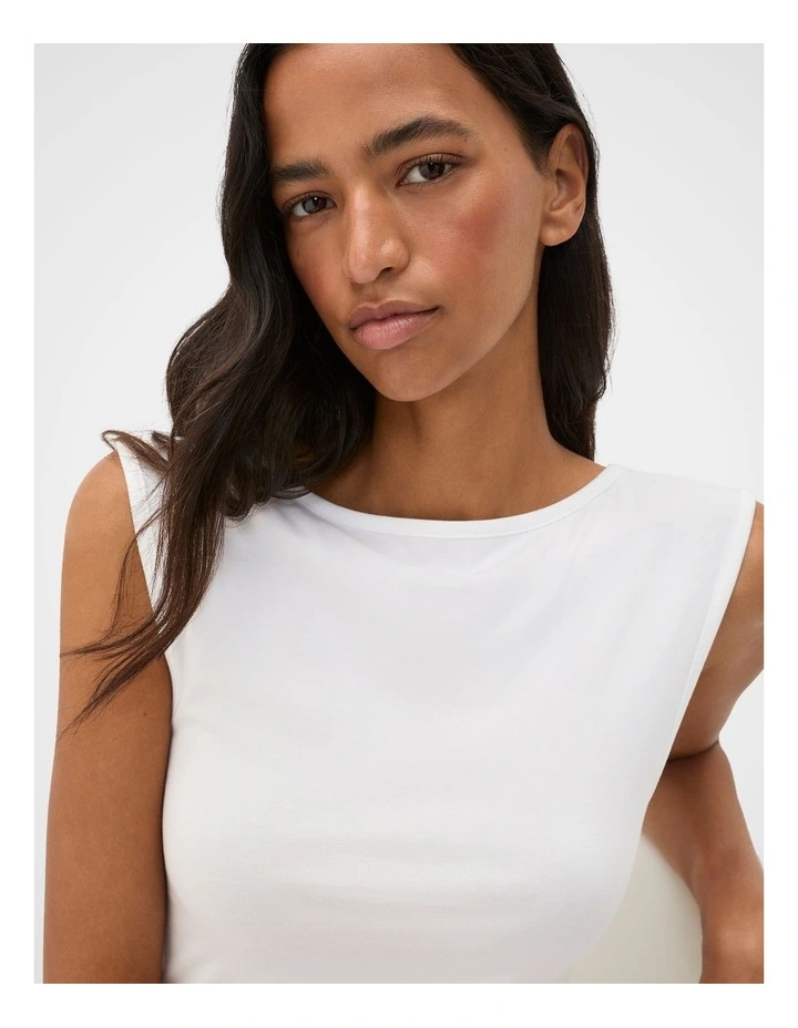 Boat Neck 90s Top in Whisper White image 3