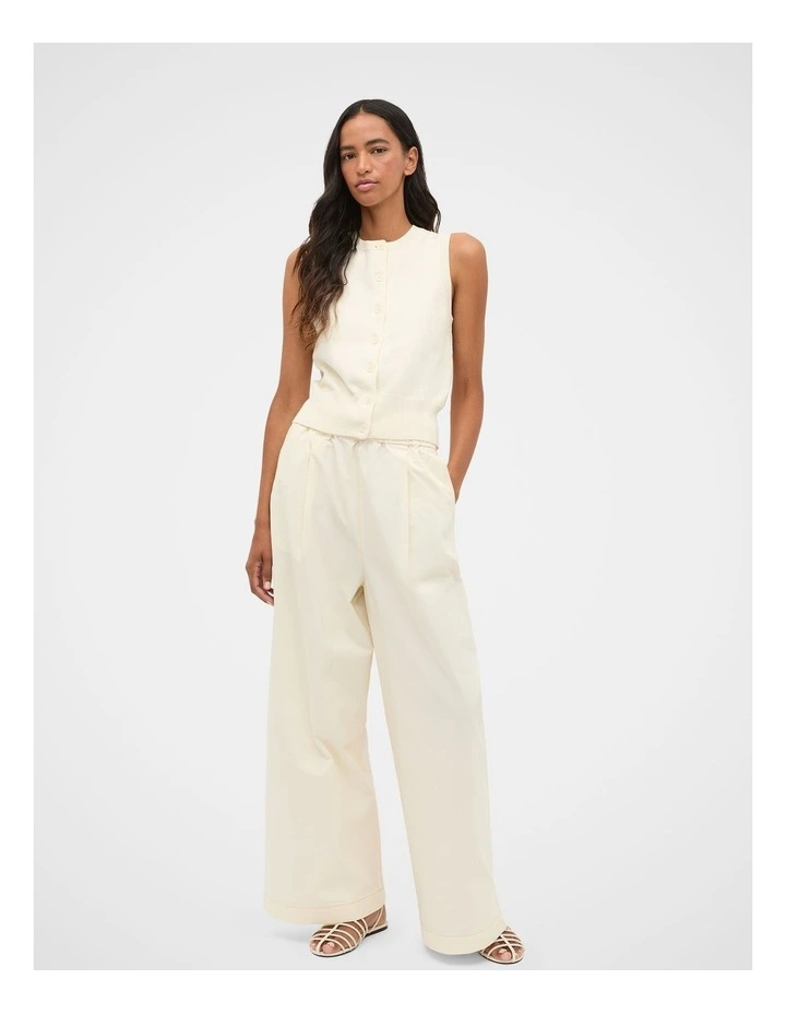 Cotton Blend Button Knit Vest in Coconut Cream image 4