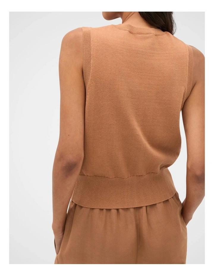 Cotton Blend Button Knit Vest in Copper image 2