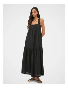 Voile Tiered Maxi Dress in Black