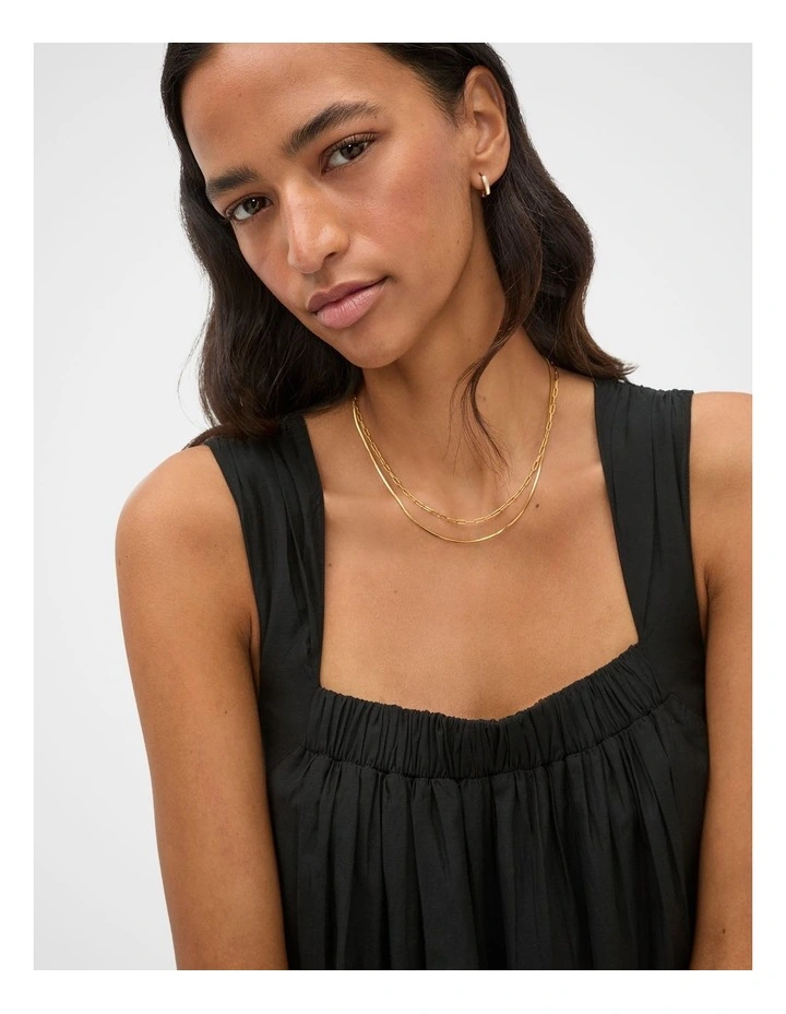 Voile Tiered Maxi Dress in Black image 4