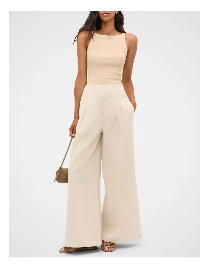 Twill High Waist Pant in Ecru image 1
