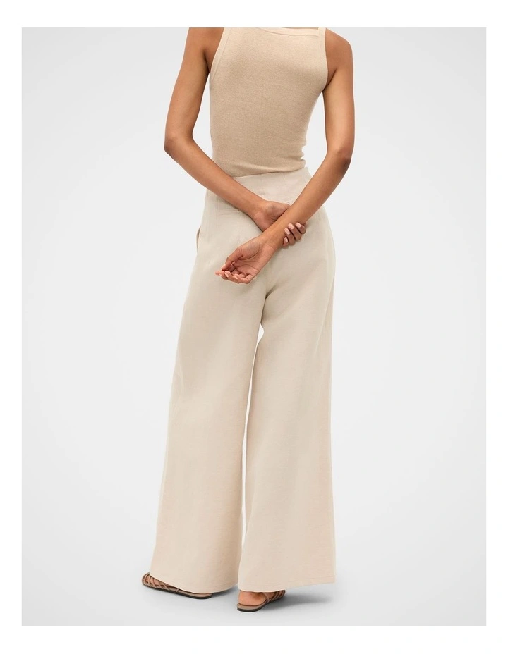 Twill High Waist Pant in Ecru image 2