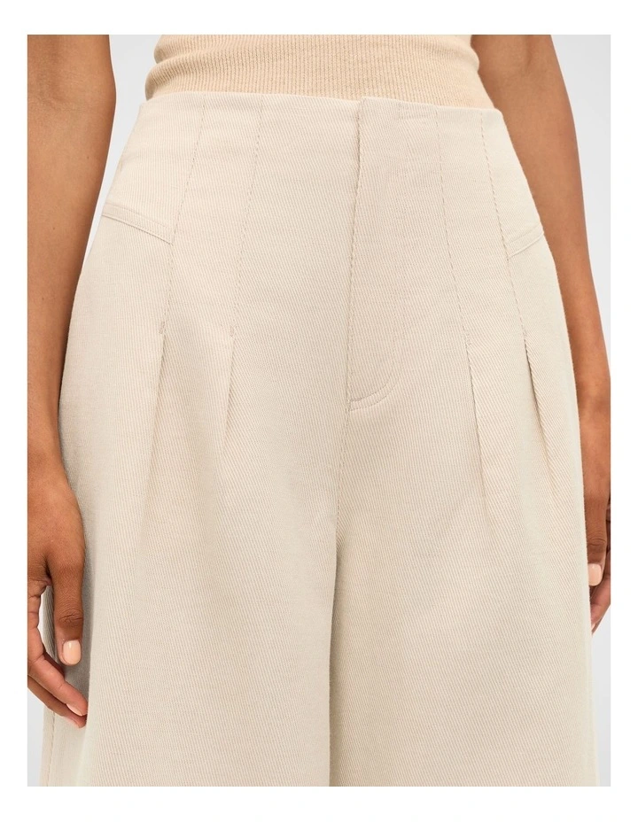 Twill High Waist Pant in Ecru image 3