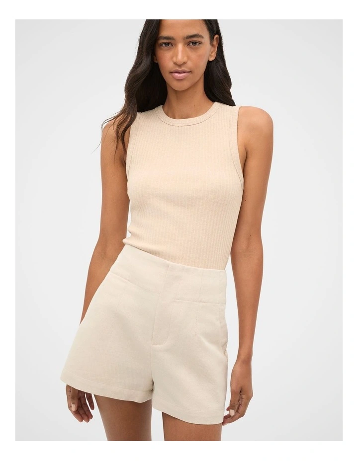 Cotton Rib Tank in Ecru Marle image 1
