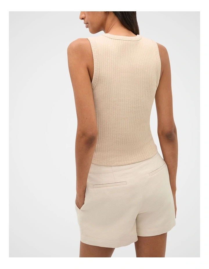 Cotton Rib Tank in Ecru Marle image 2
