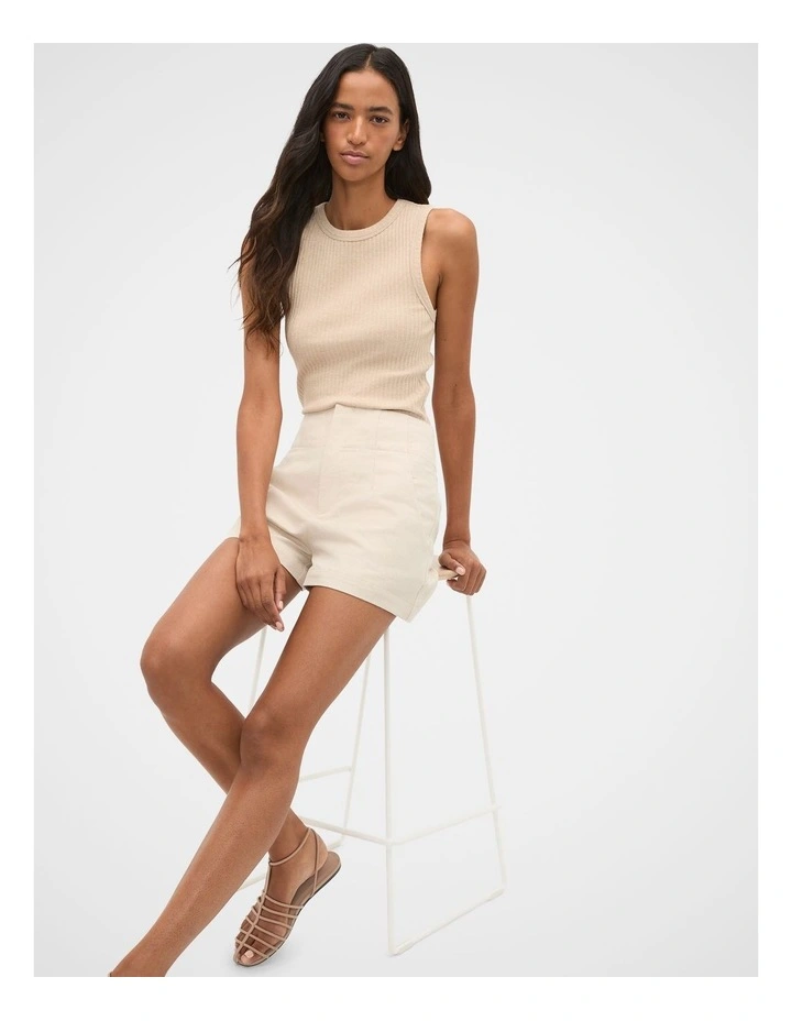 Cotton Rib Tank in Ecru Marle image 3