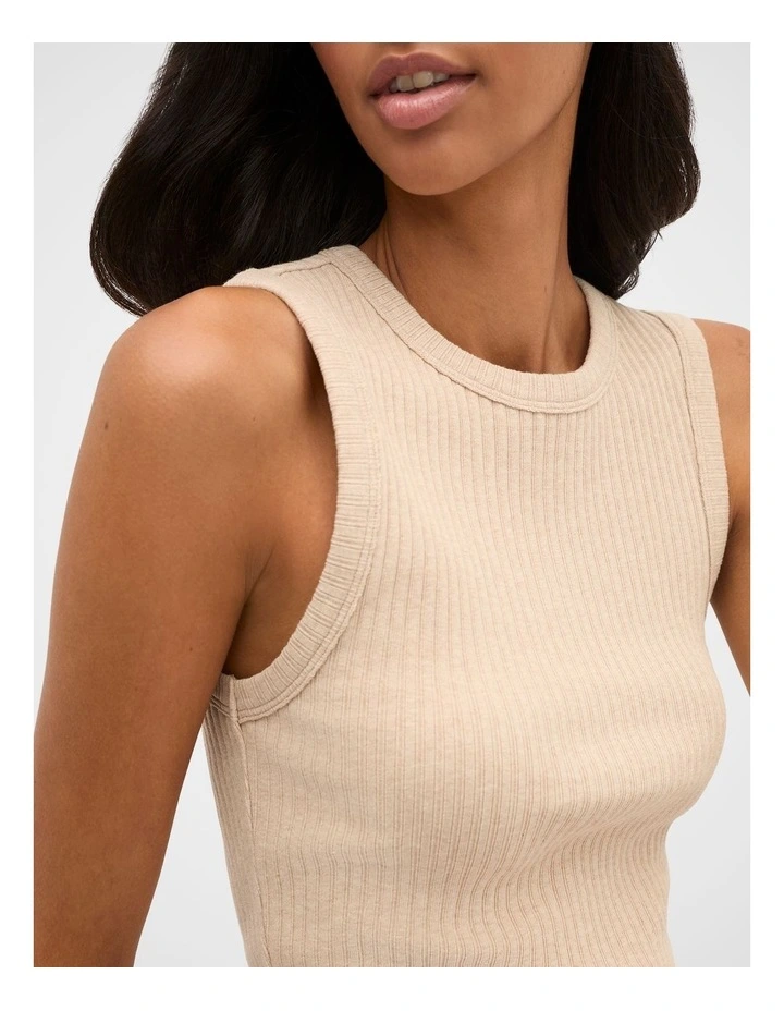 Cotton Rib Tank in Ecru Marle image 4