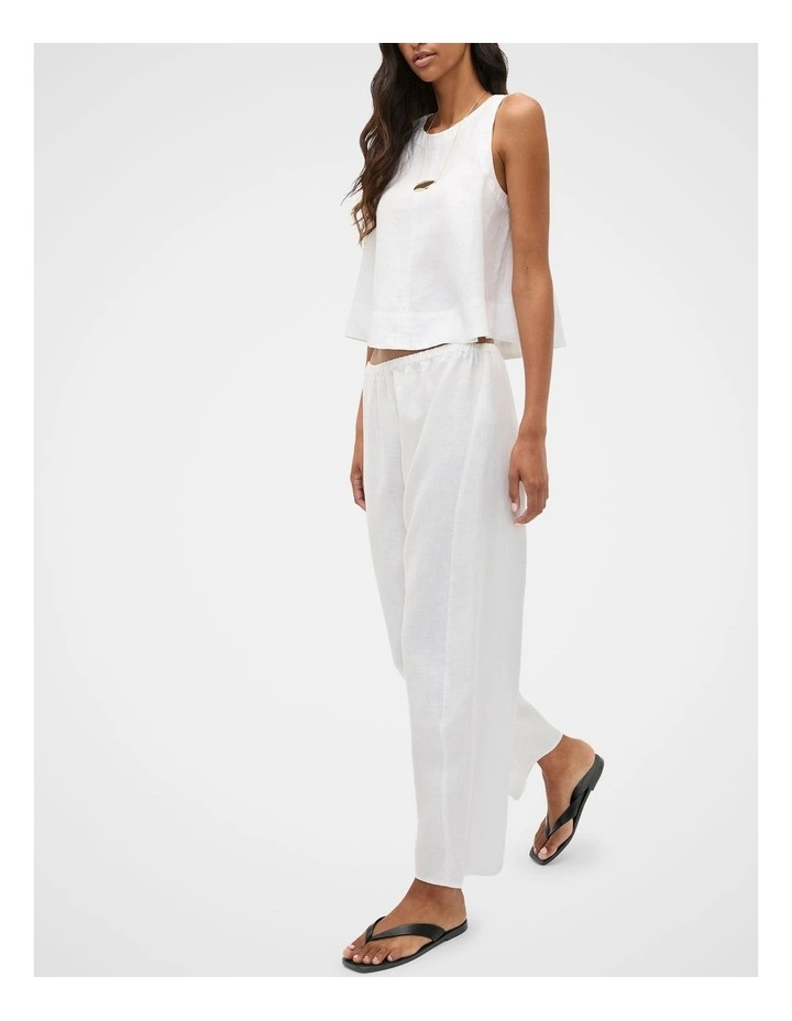 Linen Barrel Leg Elasticated Pant in Whisper White image 1