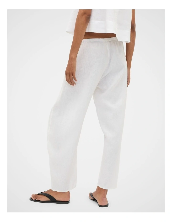 Linen Barrel Leg Elasticated Pant in Whisper White image 2