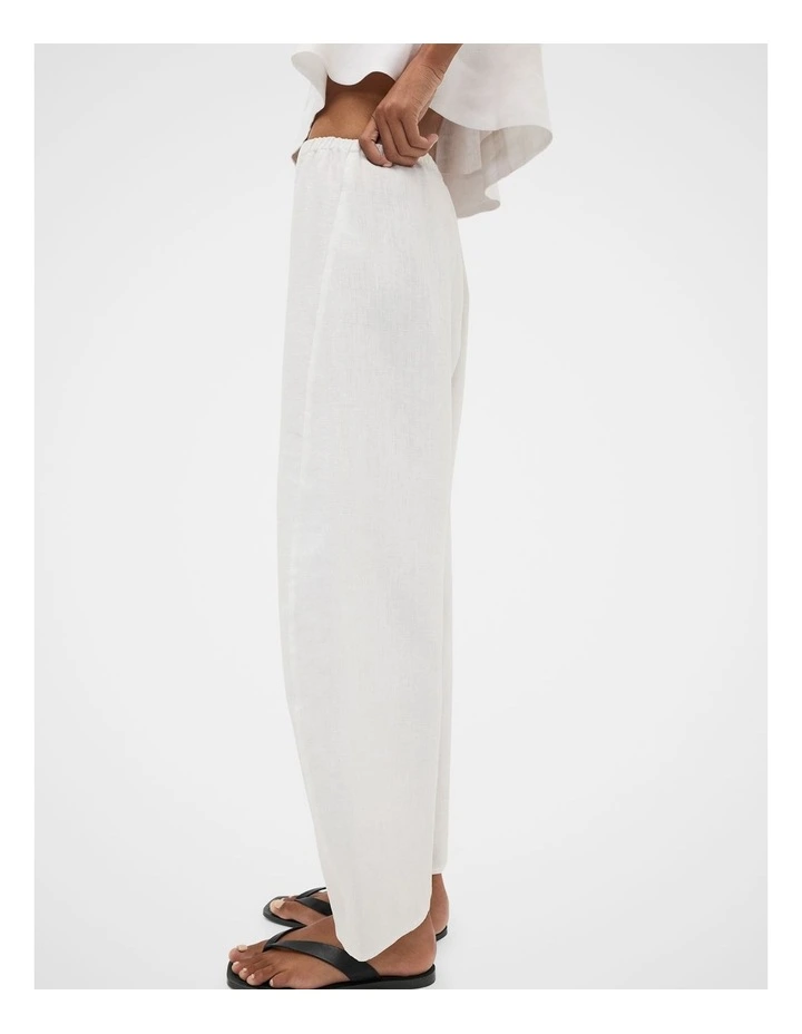 Linen Barrel Leg Elasticated Pant in Whisper White image 4