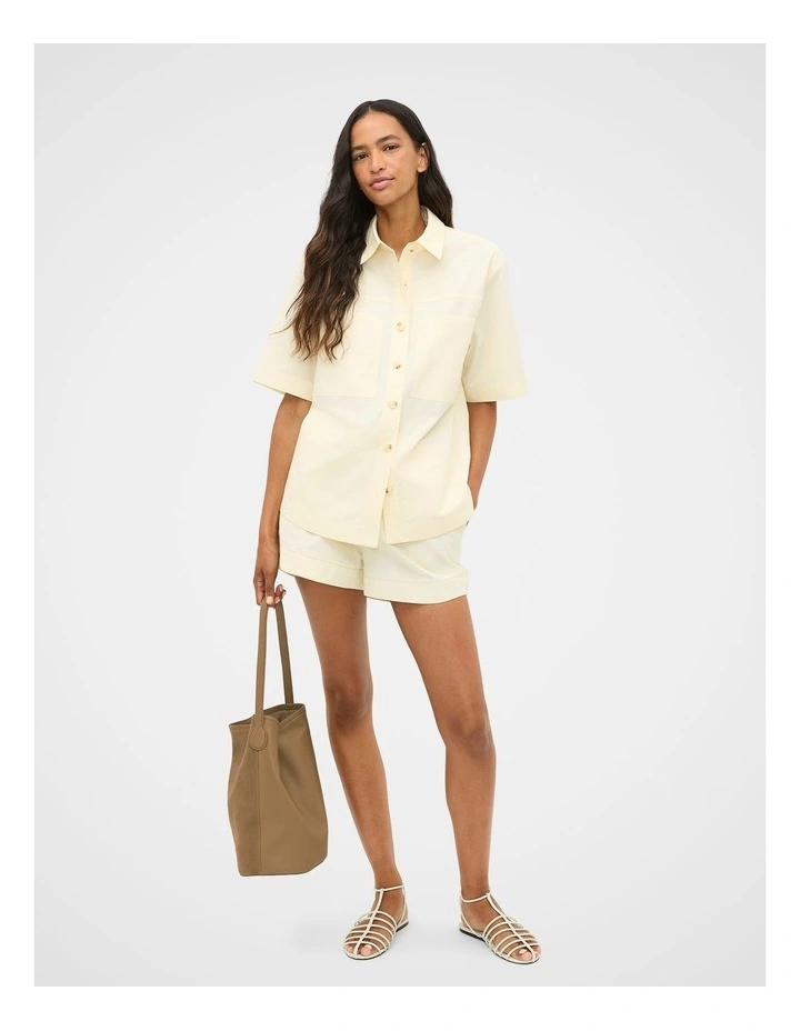 Cotton Poplin Utility Shirt in Coconut Cream image 4