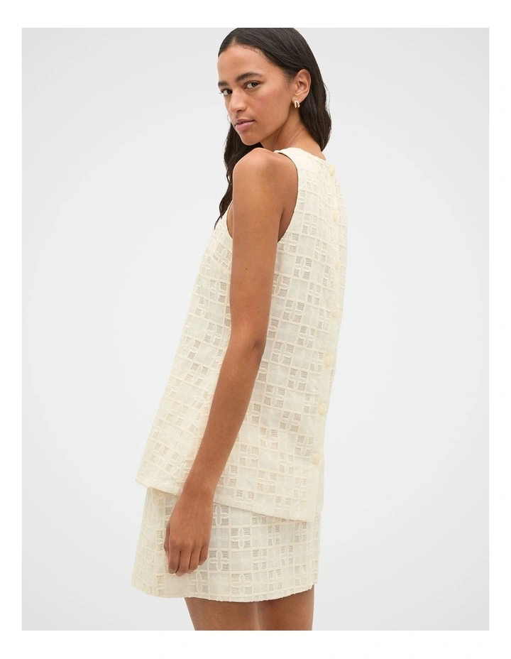 Tile Embroidery Top in Coconut Cream image 2