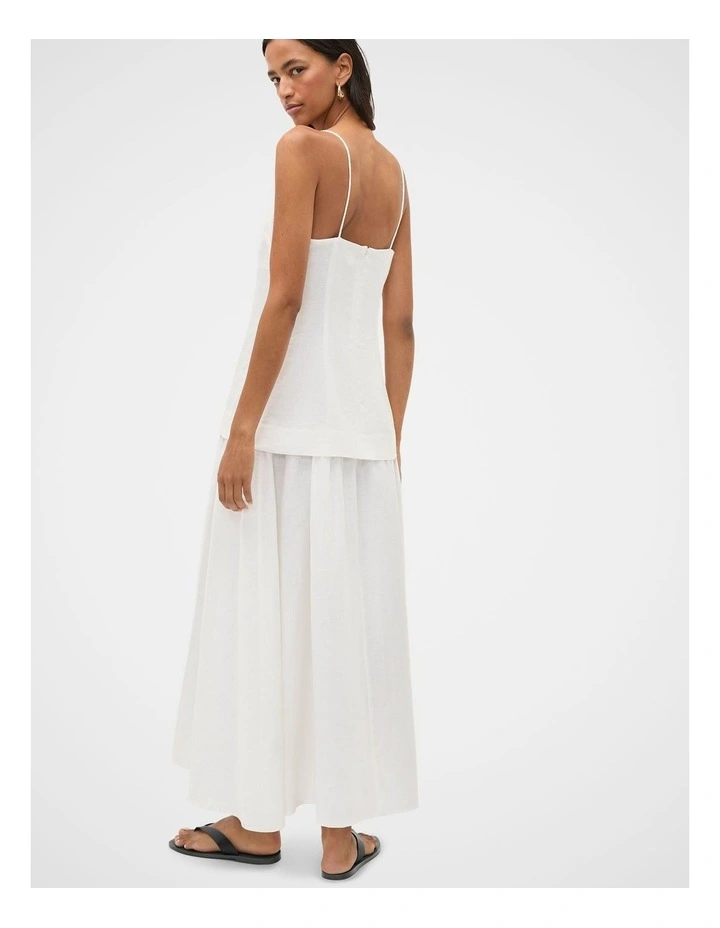 Linen Drop Waist Maxi Dress in Whisper White image 2