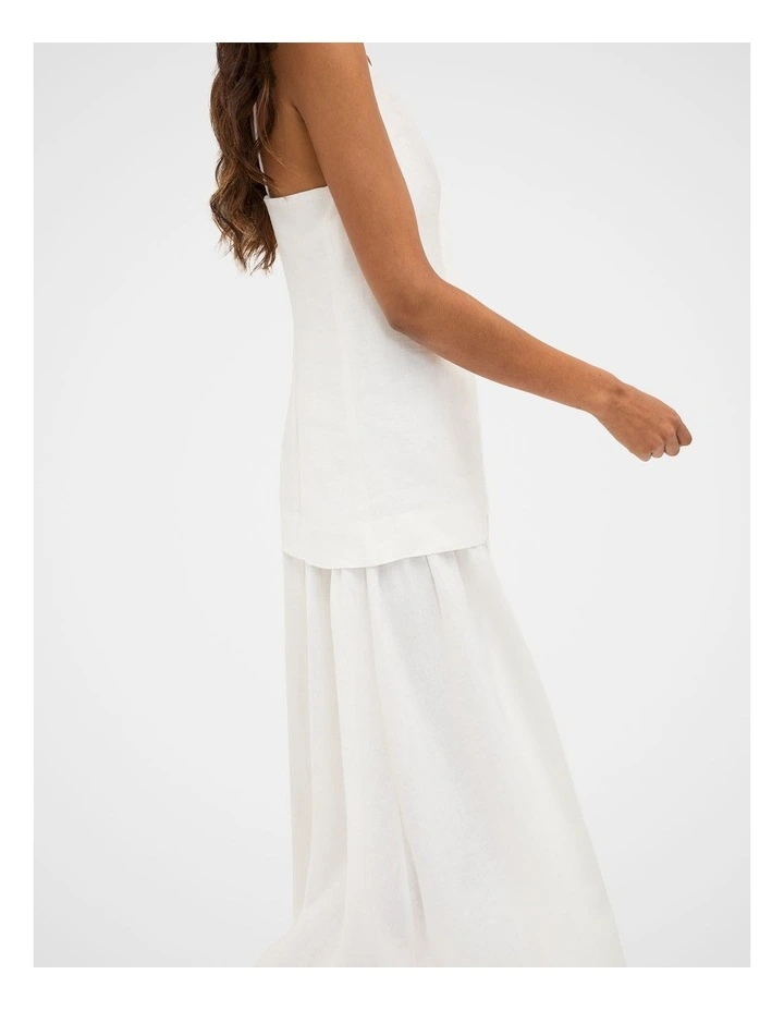 Linen Drop Waist Maxi Dress in Whisper White image 3