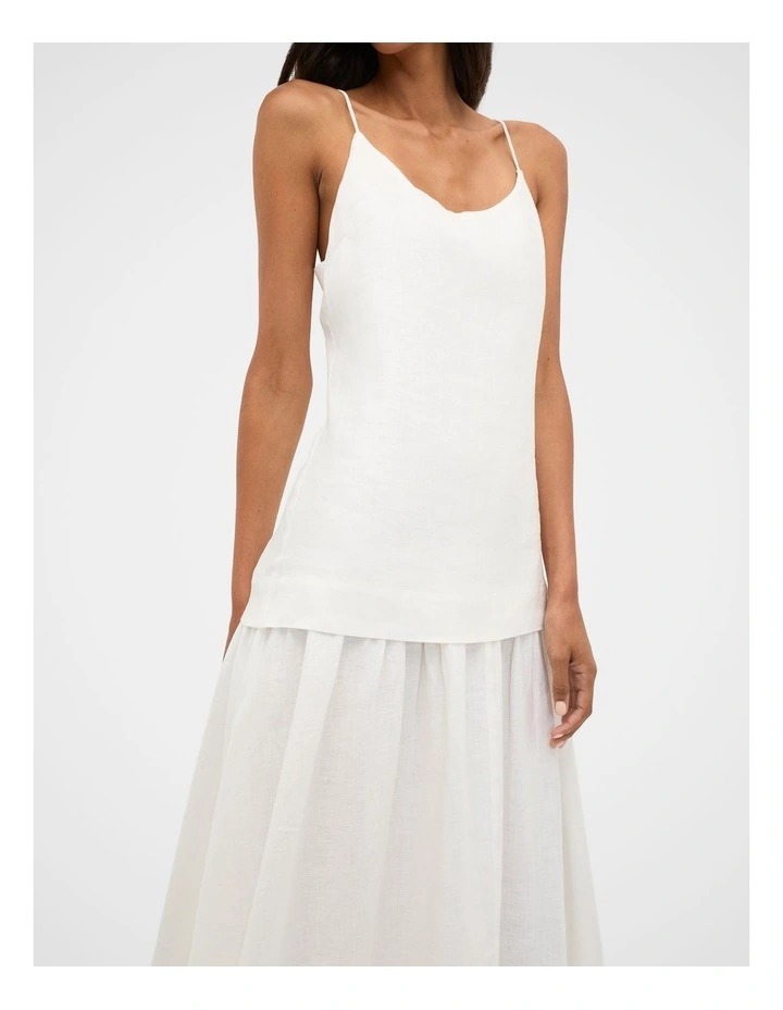Linen Drop Waist Maxi Dress in Whisper White image 4