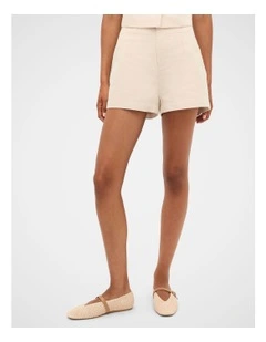 Twill High Waist Short in Ecru