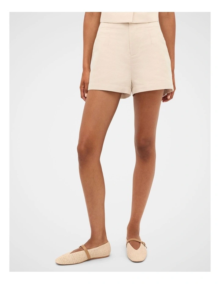 Twill High Waist Short in Ecru image 1