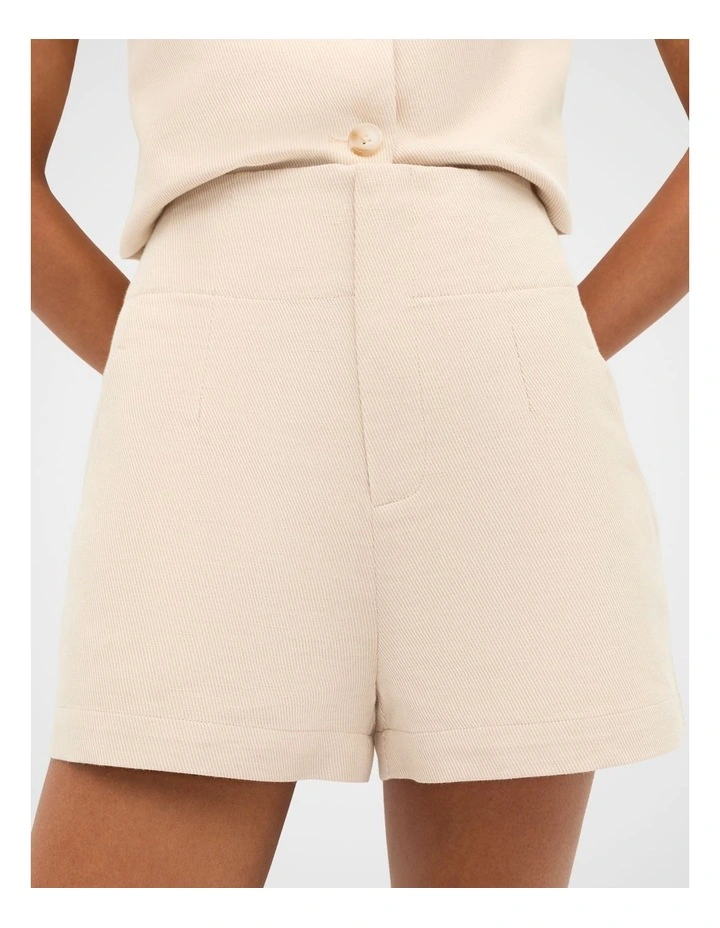 Twill High Waist Short in Ecru image 3