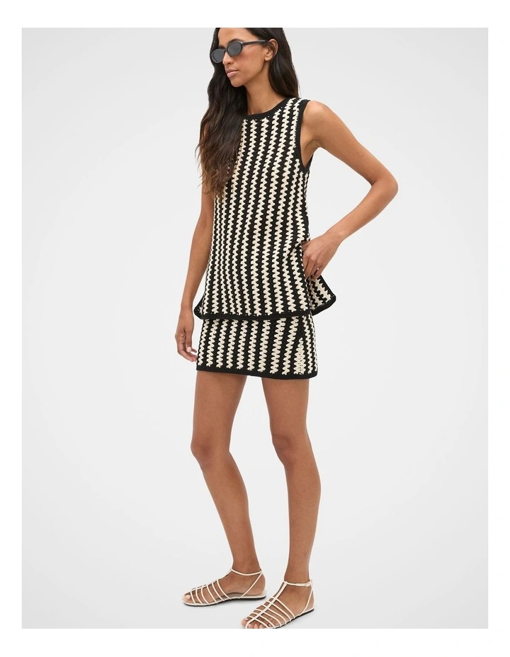 Linear Crochet Skirt in Cream image 1