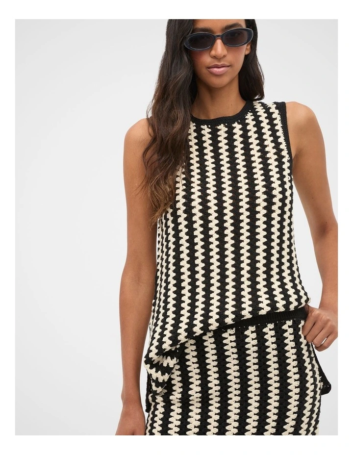 Linear Crochet Skirt in Cream image 3