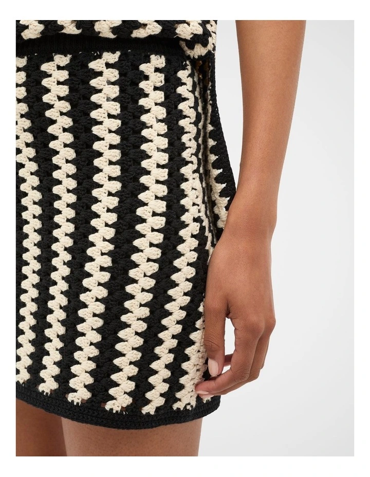 Linear Crochet Skirt in Cream image 4