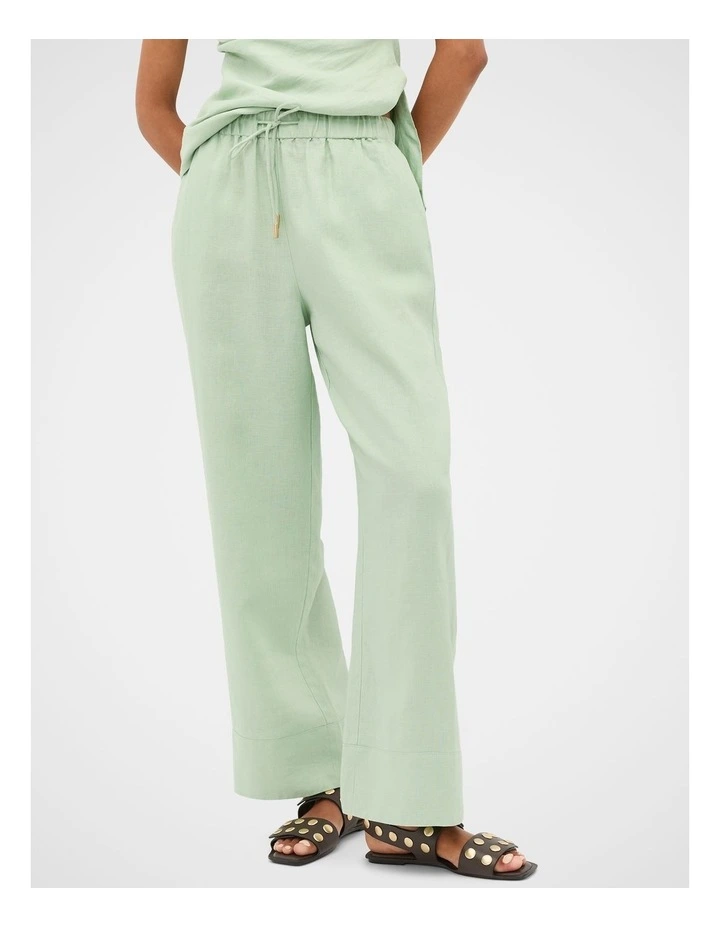 Core Linen Casual Tie Pant in Eucalyptus image 1