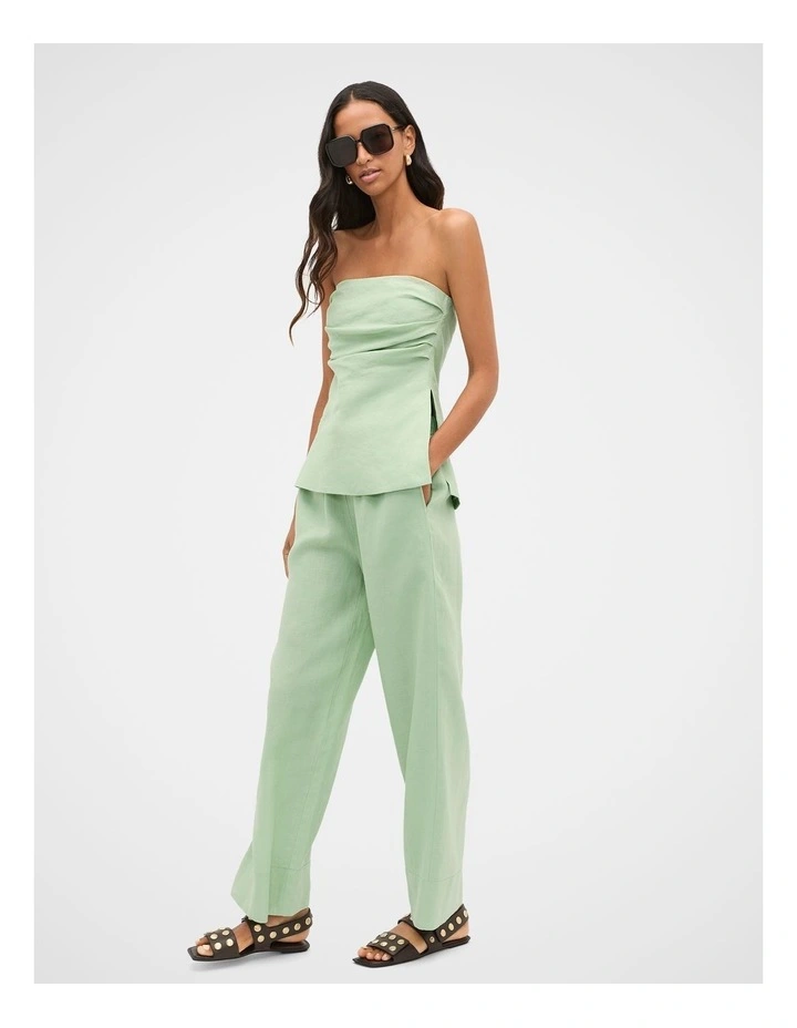 Core Linen Casual Tie Pant in Eucalyptus image 3