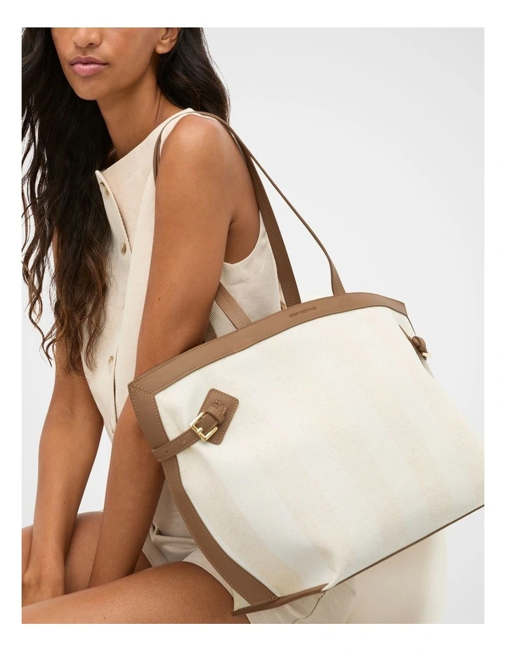 Textured Buckle Tote in Toffee image 2