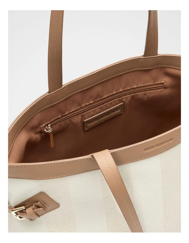 Textured Buckle Tote in Toffee image 4
