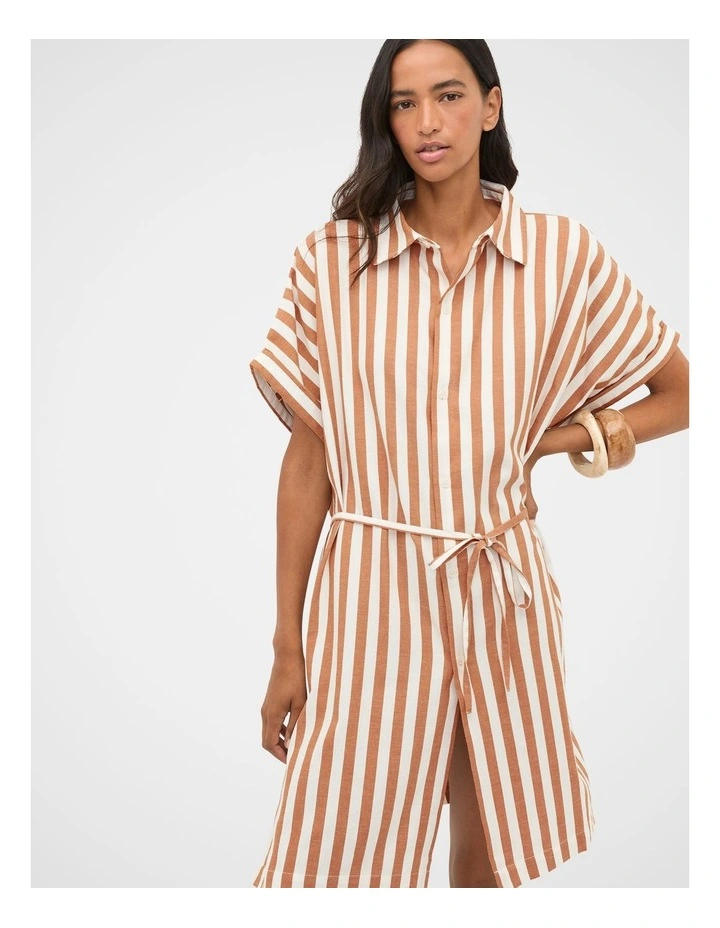 Stripe Collar Detail Poncho in Copper image 1