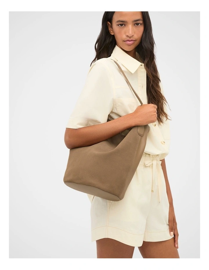 Spliced Leather Tote in Toffee image 2