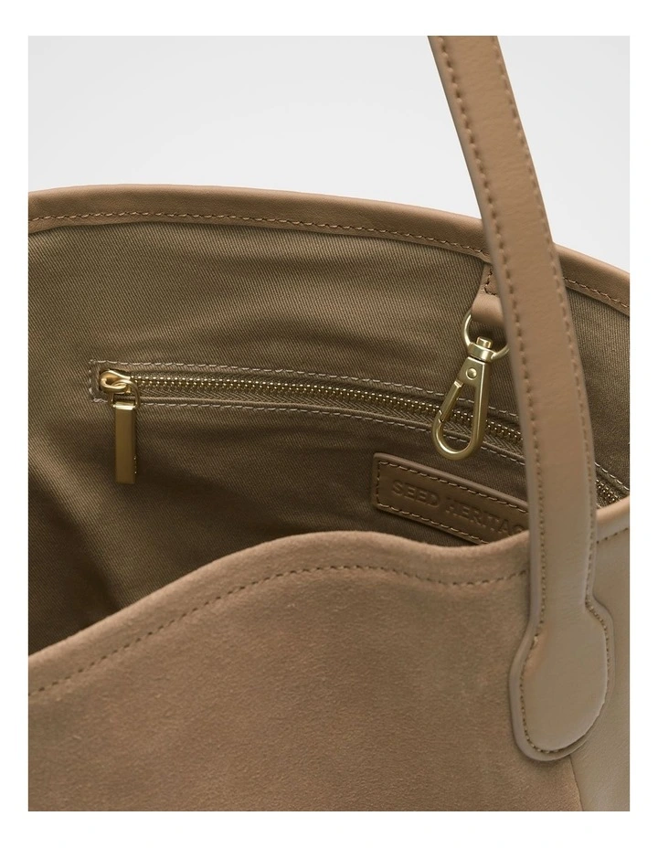 Spliced Leather Tote in Toffee image 4