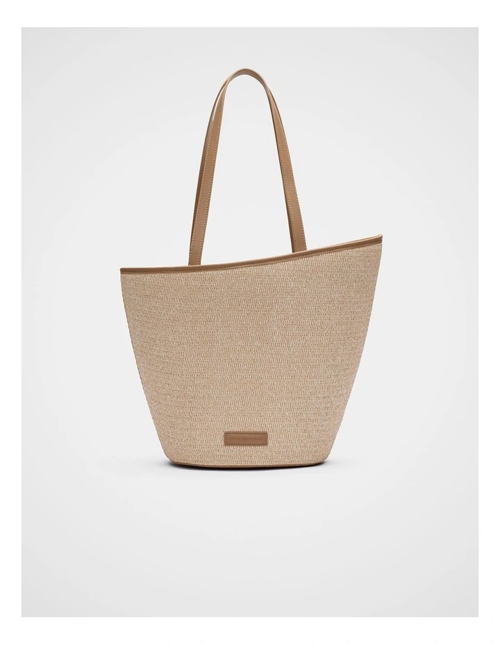 Textured Curved Tote in Ecru image 1
