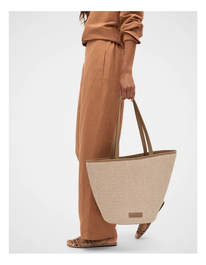 Textured Curved Tote in Ecru image 2