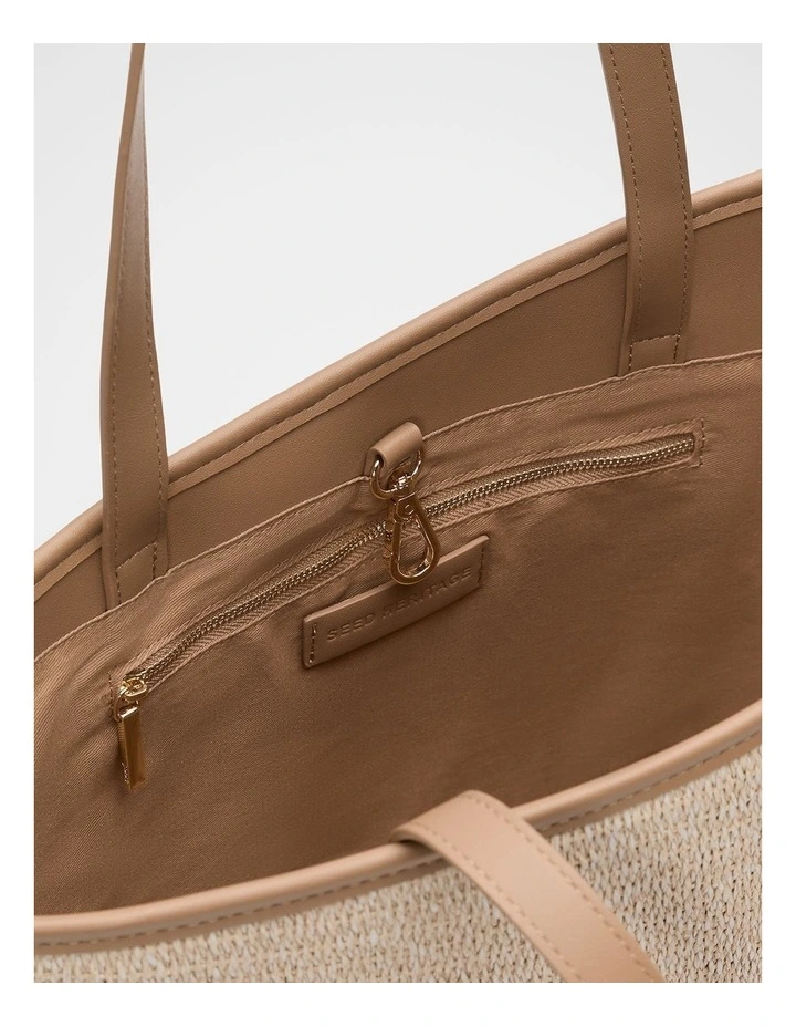 Textured Curved Tote in Ecru image 4