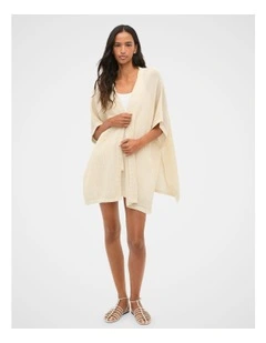 Open Weave Poncho in Coconut Cream