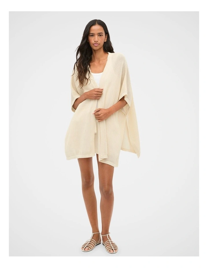 Open Weave Poncho in Coconut Cream image 1