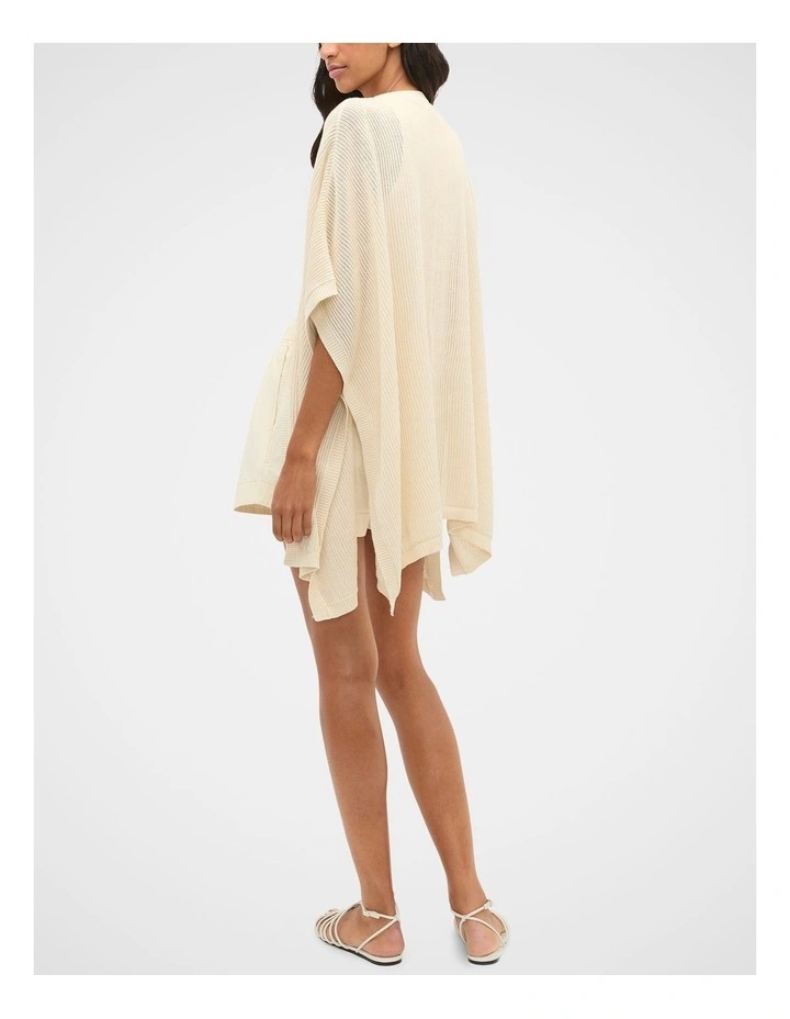 Open Weave Poncho in Coconut Cream image 2