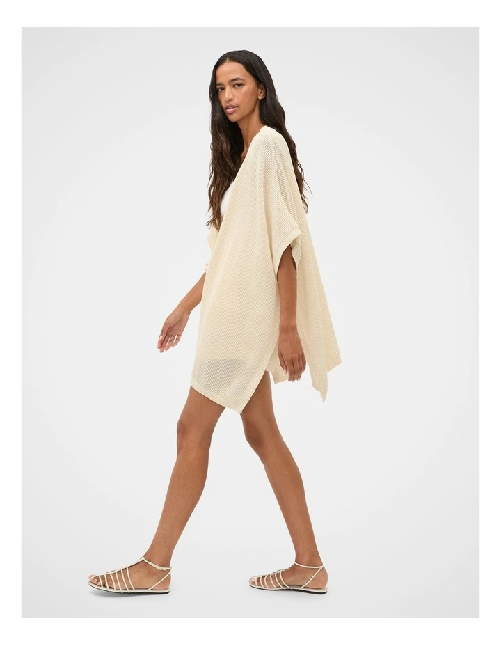 Open Weave Poncho in Coconut Cream image 3