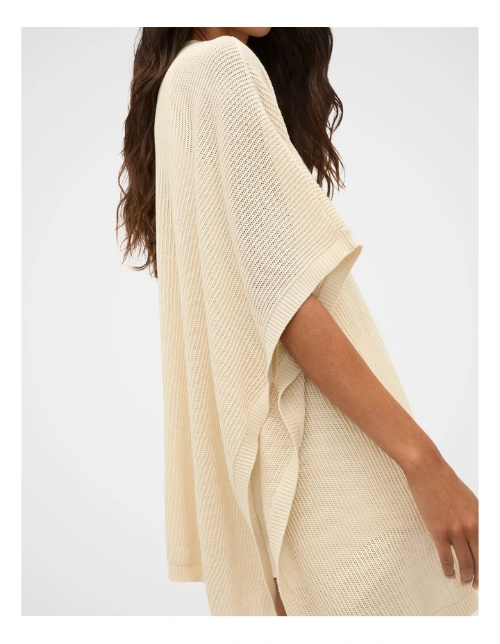 Open Weave Poncho in Coconut Cream image 4