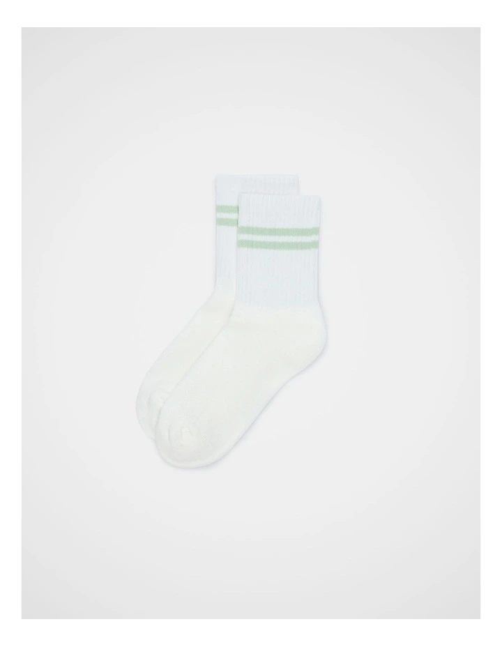 Stripe Quarter Crew Sock in Eucalyptus Stripe image 1