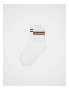 Stripe Quarter Crew Sock in Copper Stripe