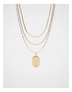 Rounded Pendant Necklace Set in Gold