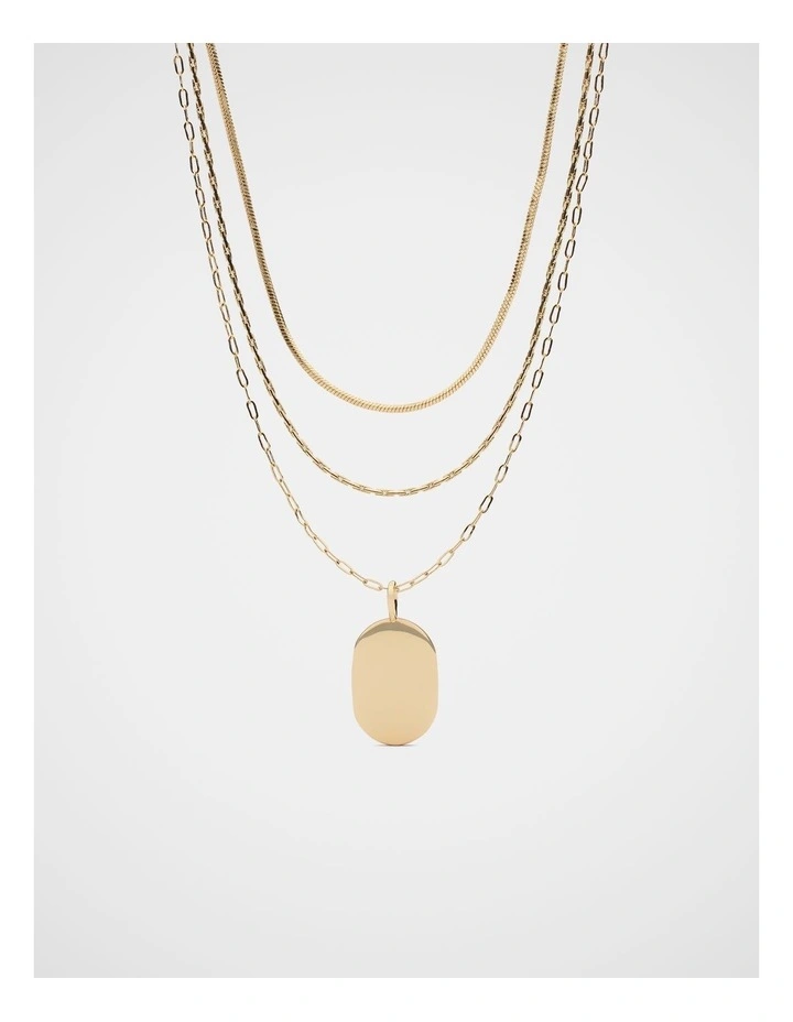 Rounded Pendant Necklace Set in Gold image 1