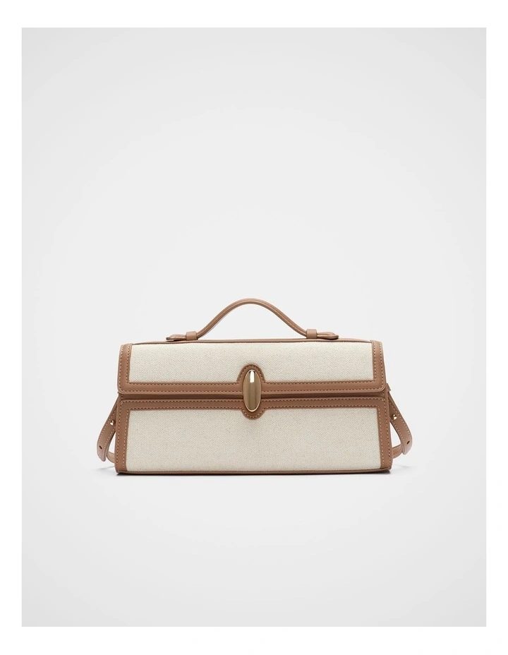 Textured Fabric Clutch in Toffee image 1