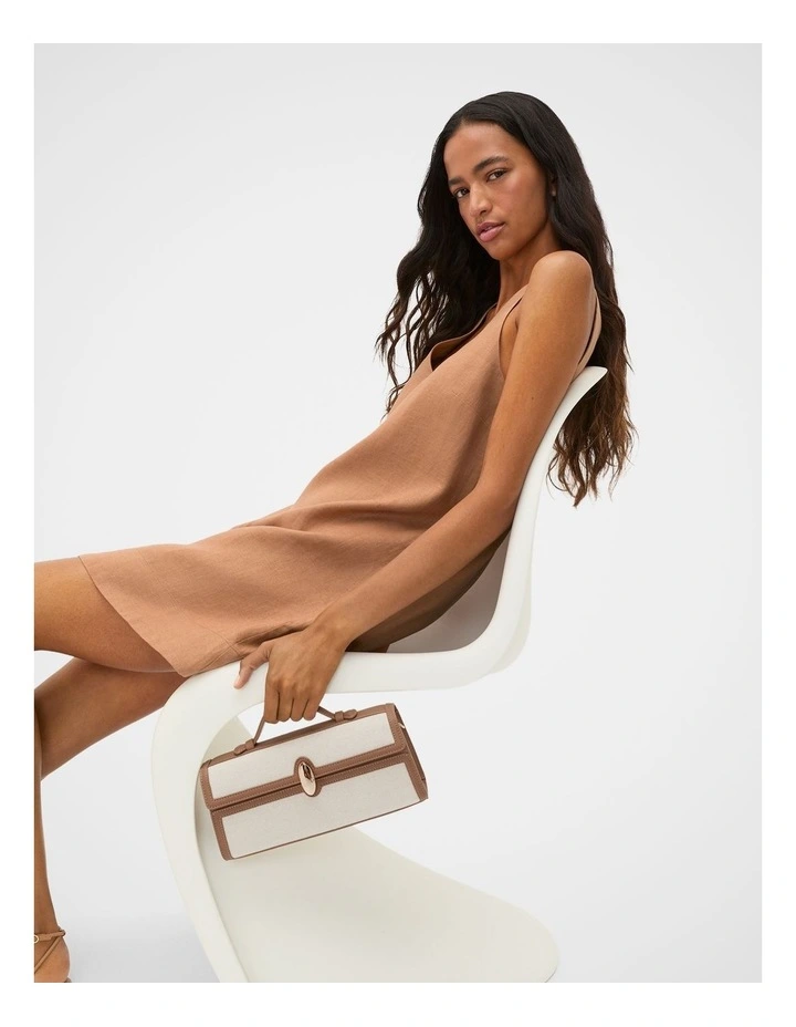 Textured Fabric Clutch in Toffee image 2