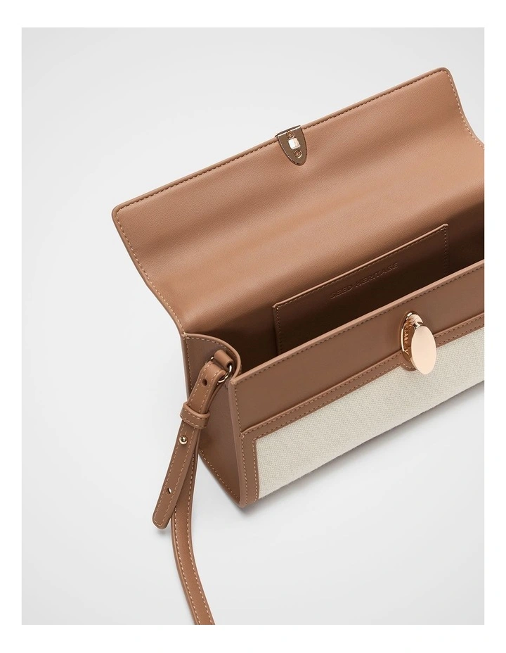 Textured Fabric Clutch in Toffee image 4